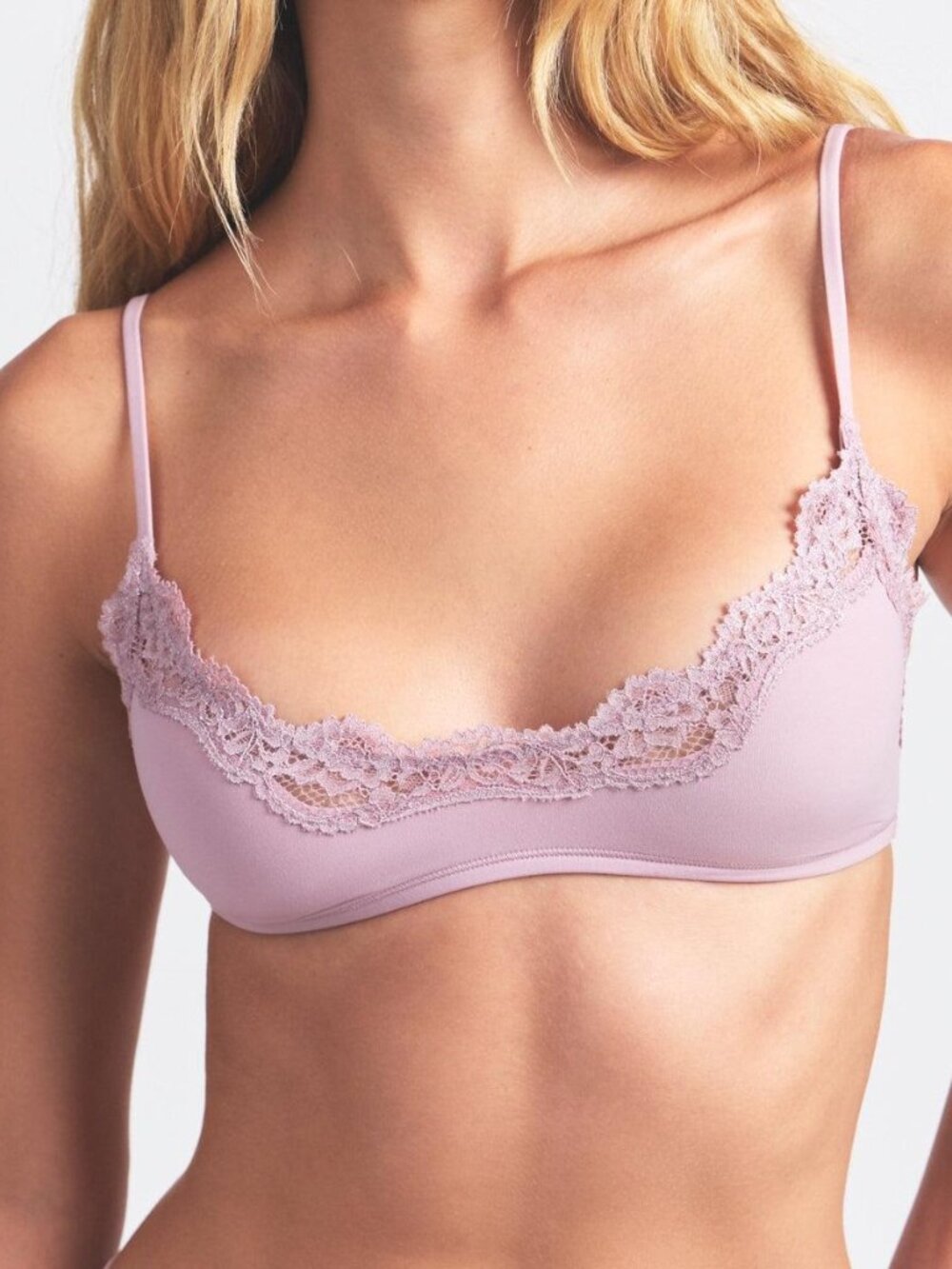 🫧 SKIMS Fits Everybody Lace Trim Scoop Bralette | Quartz | L | NWOT